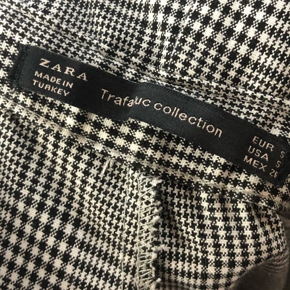 Zara Black & White Houndstooth Plaid High Rise Paperbag Trouser Pants S - Picture 5 of 5